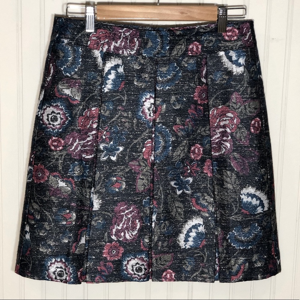 Floral Pleated Shimmer Mini Skirt, Loft Outlet,sz6